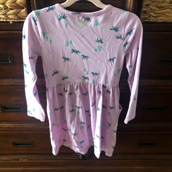 Cat & Jack long sleeve pink unicorn dress with pockets in size S (6-6x) - Picture 3 of 5